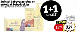 Kruidvat Zwitsal babyverzorging en enkelpak babydoekjes aanbieding