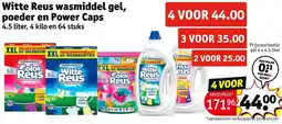 Kruidvat Witte Reus wasmiddel gel, poeder en Power Caps aanbieding