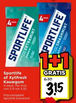 Vomar Voordeelmarkt Sportlife of Xylifresh Kauwgom aanbieding