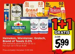 Vomar Voordeelmarkt Heineken, Warsteiner, Grolsch, Brand of Texels 0.0% aanbieding
