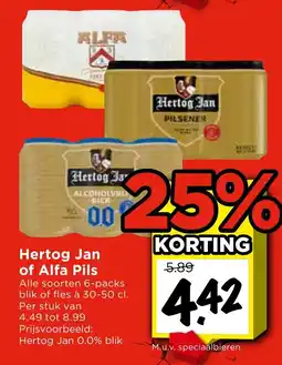 Vomar Voordeelmarkt Hertog Jan of Alfa Pils aanbieding