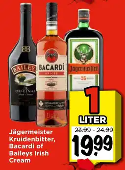 Vomar Voordeelmarkt Jägermeister Kruidenbitter, Bacardi of Baileys Irish Cream aanbieding