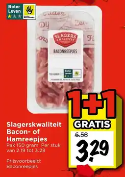 Vomar Voordeelmarkt Slagerskwaliteit Bacon- of Hamreepjes aanbieding