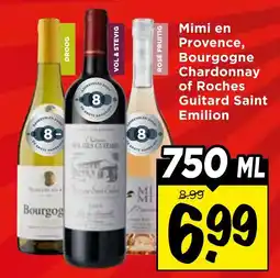 Vomar Voordeelmarkt Mimi en Provence, Bourgogne Chardonnay of Roches Guitard Saint Emilion aanbieding