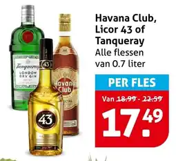 Hoogvliet Havana club, licor 43 of tanqueray aanbieding