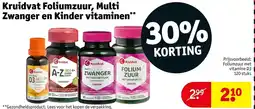 Kruidvat Kruidvat Foliumzuur, Multi Zwanger en Kinder vitaminen aanbieding