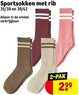 Kruidvat Sportsokken met rib aanbieding