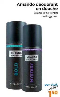 Trekpleister Amando deodorant en douche aanbieding