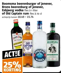 Poiesz Boomsma beerenburger of jenever, Brons beerenburg of jenever, Esbjaerg vodka of Old Captain rum aanbieding