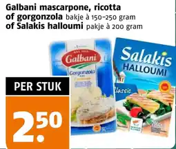 Poiesz Galbani mascarpone, ricotta of gorgonzola of Salakis halloumi aanbieding