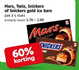 Poiesz Mars, Twix, Snickers of Snickers gold ice bars aanbieding