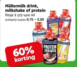 Poiesz Müllermilk drink, milkshake of protein aanbieding