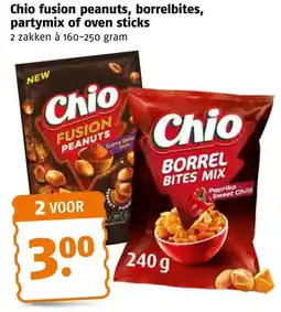 Poiesz Chio fusion peanuts, borrelbites, partymix of oven sticks aanbieding