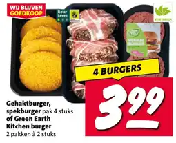 Nettorama Gehaktburger, spekburger of Green Earth Kitchen burger aanbieding