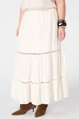 Wehkamp MS Mode viscose broderie maxi rok Plus Size - ecru aanbieding