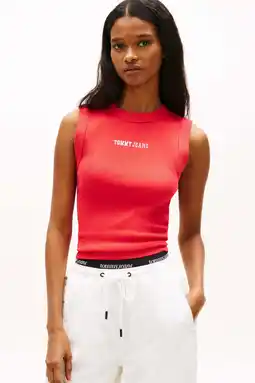 Wehkamp Tommy Jeans mouwloze top rood aanbieding