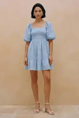 Wehkamp AWARE mini jurk met borduursels - blauw aanbieding