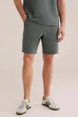 Wehkamp WE Fashion relaxed fit sweatshort met wafelstructuur - groen aanbieding