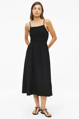Wehkamp s.Oliver slim fit midi jurk met smockwerk - zwart aanbieding