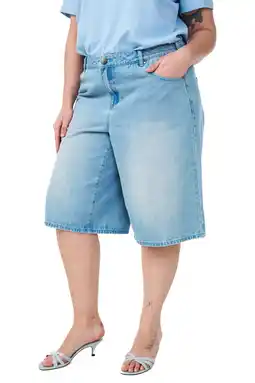 Wehkamp Zizzi wide leg regularwaist jort light blue denim aanbieding