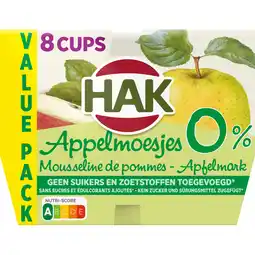 Jumbo HAK Appelmoesjes 0% Cups 8 x 100 g aanbieding