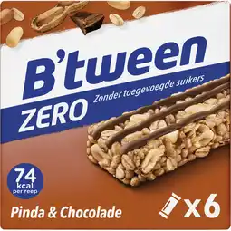Jumbo B'tween Mueslireep Zero Pinda & Chocolade 6 x 20g aanbieding