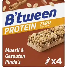 Jumbo B'tween Proteinreep Zero Muesli & Gezouten Pinda's 100g aanbieding