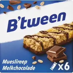 Jumbo B'tween Mueslireep Melkchocolade 6 x 25g aanbieding