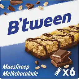 Jumbo B'tween Mueslireep Melkchocolade 6 x 25g aanbieding