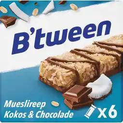 Jumbo B'tween Mueslireep Kokos & Chocolade 6 x 25g aanbieding