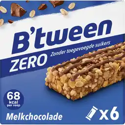 Jumbo B'tween Mueslireep Zero Melkchocolade 6 x 20 g aanbieding