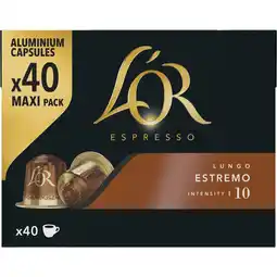 Jumbo L'OR Espresso Lungo Estremo Aluminium Capsules Maxi Pack 40 Stuks 208 g aanbieding