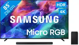 Coolblue Samsung Micro RGB 85 R85H (2026) + Samsung HW-Q600H (2026) aanbieding