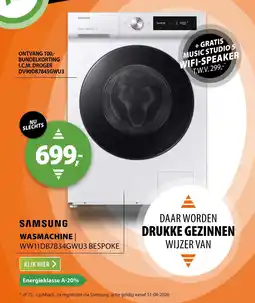 Expert Samsung wasmachine | WW11DB7B34GWU3 bespoke aanbieding