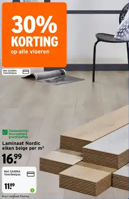 GAMMA Laminaat Nordic eiken beige aanbieding