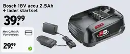GAMMA Bosch 18V accu 2.5Ah + lader startset aanbieding