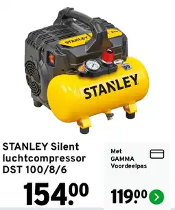 GAMMA STANLEY Silent luchtcompressor DST 100/8/6 aanbieding
