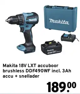 GAMMA Makita 18V LXT accuboor brushless DDF490WF aanbieding