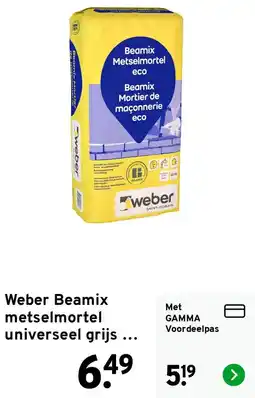 GAMMA Weber Beamix metselmortel aanbieding