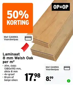 GAMMA Laminaat 8 mm Welsh Oak aanbieding