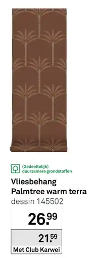 Karwei Vliesbehang Palmtree warm terra aanbieding