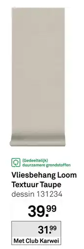 Karwei Vliesbehang Loom Textuur Taupe aanbieding