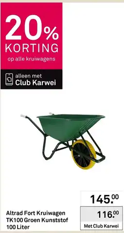Karwei Altrad Fort Kruiwagen TK100 Groen Kunststof aanbieding
