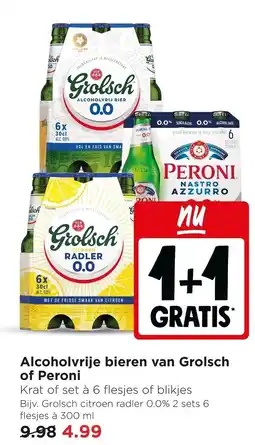 Jumbo Alcoholvrije bieren van Grolsch of Peroni aanbieding