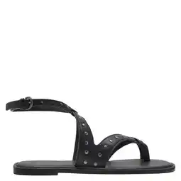 Wehkamp MANGO TEEN leren sandalen zwart met studs aanbieding