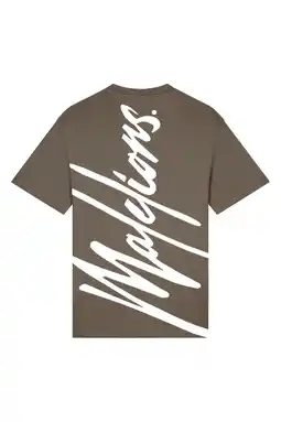 Wehkamp Malelions regular T-shirt met backprint khaki aanbieding