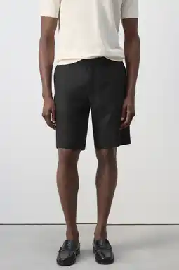 Wehkamp Mango Man linnen slim fit chino short - zwart aanbieding