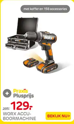 Praxis worx accu-boormachine aanbieding