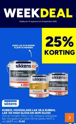 BOUWMAAT sikkens rubbol hoogglans lak sb & rubbol lak xd high gloss en semi gloss aanbieding