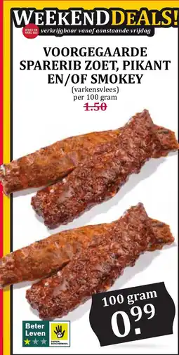 De Boerenschuur Voorgegaarde sparerib zoet, pikant en/of smokey aanbieding